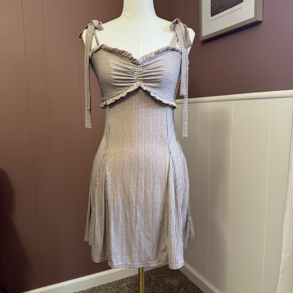 Free People Glittery Milkmaid Mini Dress